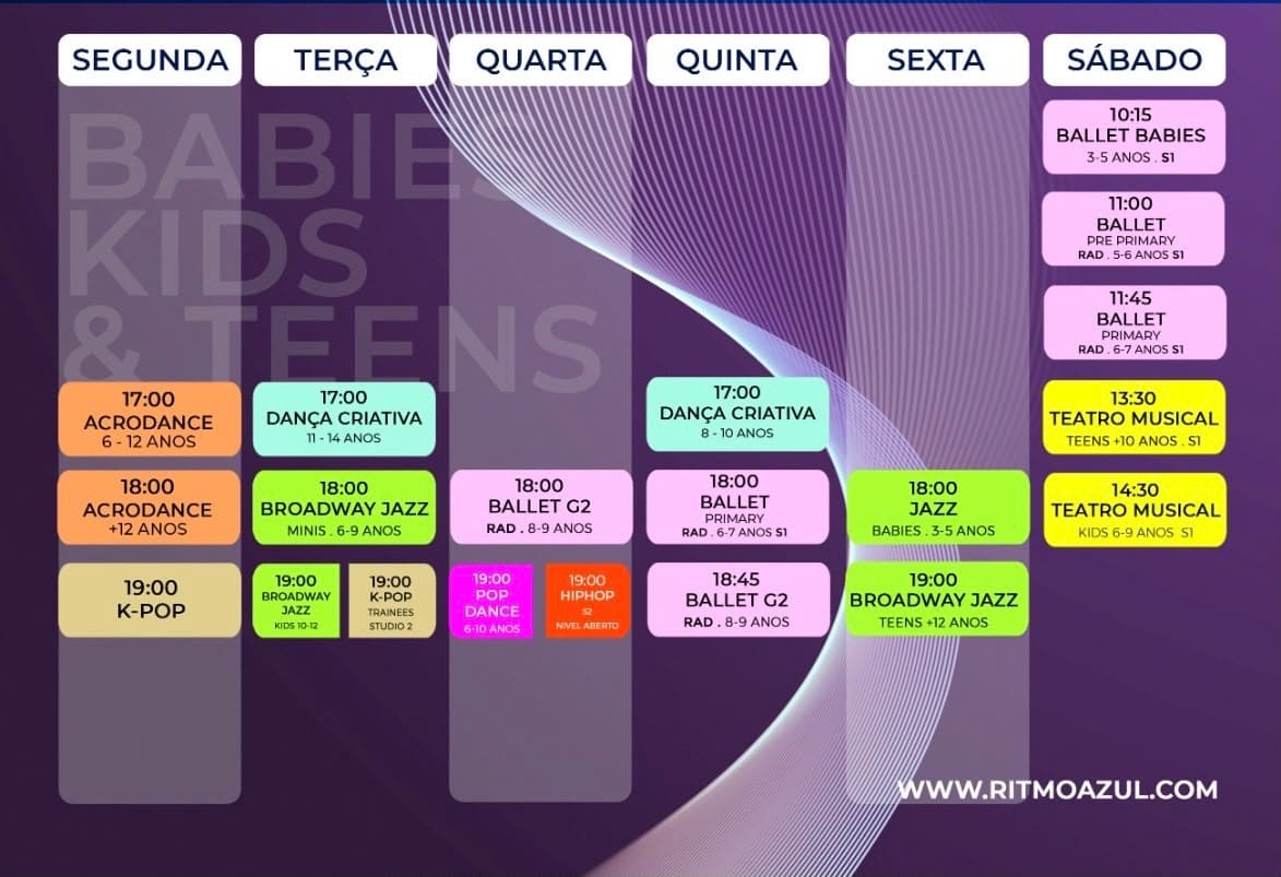 horario ritmo azul 2026-2027 - escola de dança - kids